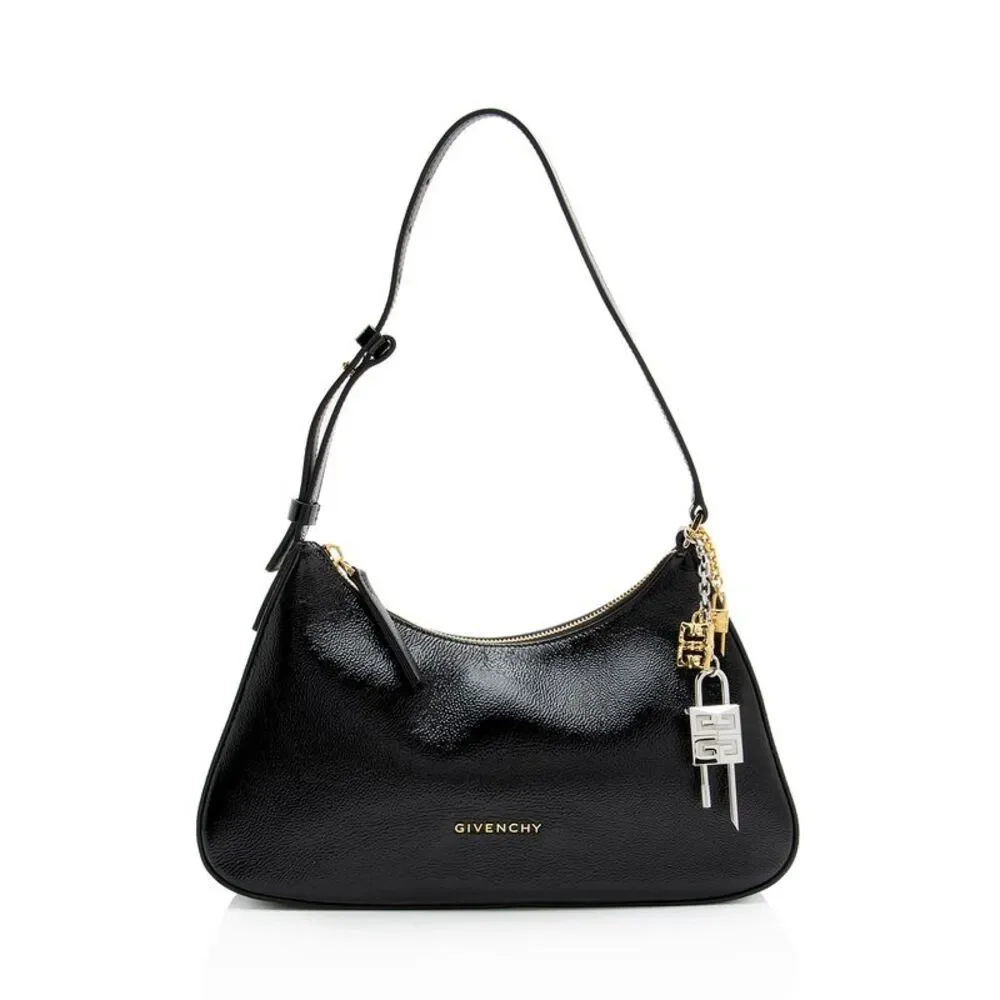 Givenchy Pebbled Patent Leather Lucky Lock Small Shoulder Bag